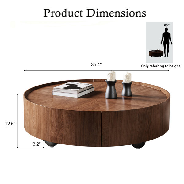 Latitude Run® Shanea Industrial Walnut Round Coffee Table with